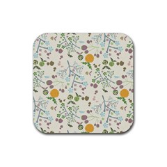 Floral Kraft Seamless Pattern Rubber Coaster (square)  by Simbadda