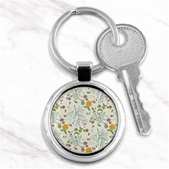 Floral Kraft Seamless Pattern Key Chains (round)  by Simbadda