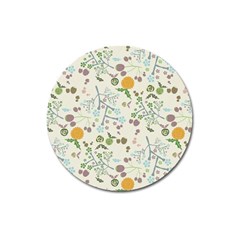 Floral Kraft Seamless Pattern Magnet 3  (round) by Simbadda