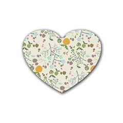 Floral Kraft Seamless Pattern Rubber Coaster (heart)  by Simbadda