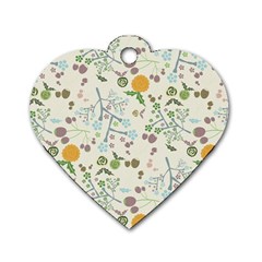 Floral Kraft Seamless Pattern Dog Tag Heart (two Sides)