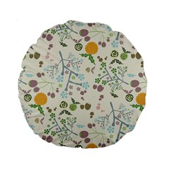 Floral Kraft Seamless Pattern Standard 15  Premium Round Cushions by Simbadda