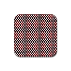 Squares Red Background Rubber Coaster (square)  by Simbadda