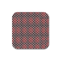 Squares Red Background Rubber Square Coaster (4 Pack)  by Simbadda