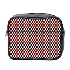 Squares Red Background Mini Toiletries Bag 2-side by Simbadda