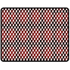 Squares Red Background Fleece Blanket (medium)  by Simbadda