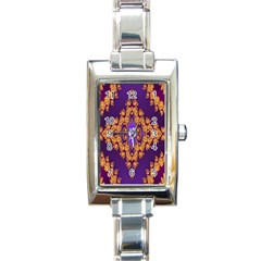 Something Different Fractal In Orange And Blue Rectangle Italian Charm Watch by Simbadda