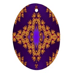 Something Different Fractal In Orange And Blue Ornament (oval) by Simbadda