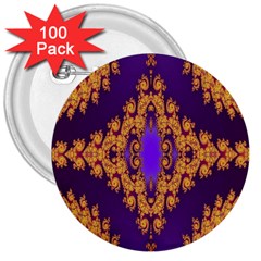 Something Different Fractal In Orange And Blue 3  Buttons (100 Pack)  by Simbadda