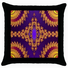 Something Different Fractal In Orange And Blue Throw Pillow Case (black) by Simbadda