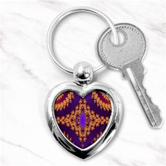 Something Different Fractal In Orange And Blue Key Chains (heart)  by Simbadda