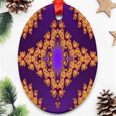 Something Different Fractal In Orange And Blue Oval Ornament (two Sides) by Simbadda