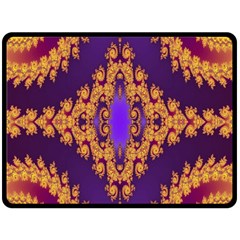 Something Different Fractal In Orange And Blue Fleece Blanket (large)  by Simbadda