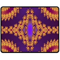 Something Different Fractal In Orange And Blue Fleece Blanket (medium)  by Simbadda