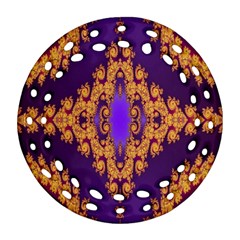 Something Different Fractal In Orange And Blue Ornament (round Filigree) by Simbadda