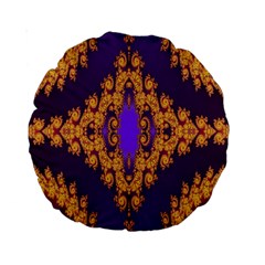 Something Different Fractal In Orange And Blue Standard 15  Premium Round Cushions by Simbadda