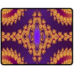 Something Different Fractal In Orange And Blue Double Sided Fleece Blanket (medium)  by Simbadda