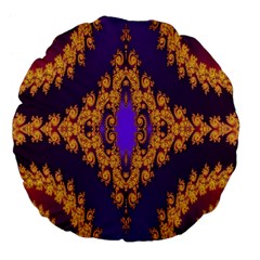 Something Different Fractal In Orange And Blue Large 18  Premium Flano Round Cushions by Simbadda