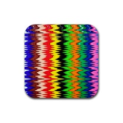 Colorful Liquid Zigzag Stripes Background Wallpaper Rubber Coaster (square)  by Simbadda