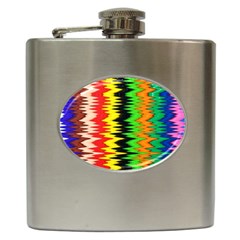 Colorful Liquid Zigzag Stripes Background Wallpaper Hip Flask (6 Oz) by Simbadda