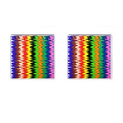 Colorful Liquid Zigzag Stripes Background Wallpaper Cufflinks (square) by Simbadda