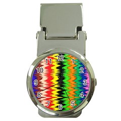 Colorful Liquid Zigzag Stripes Background Wallpaper Money Clip Watches by Simbadda