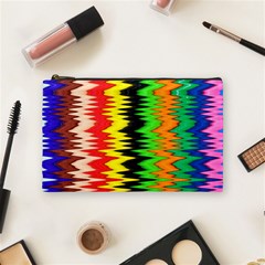 Colorful Liquid Zigzag Stripes Background Wallpaper Cosmetic Bag (medium)  by Simbadda