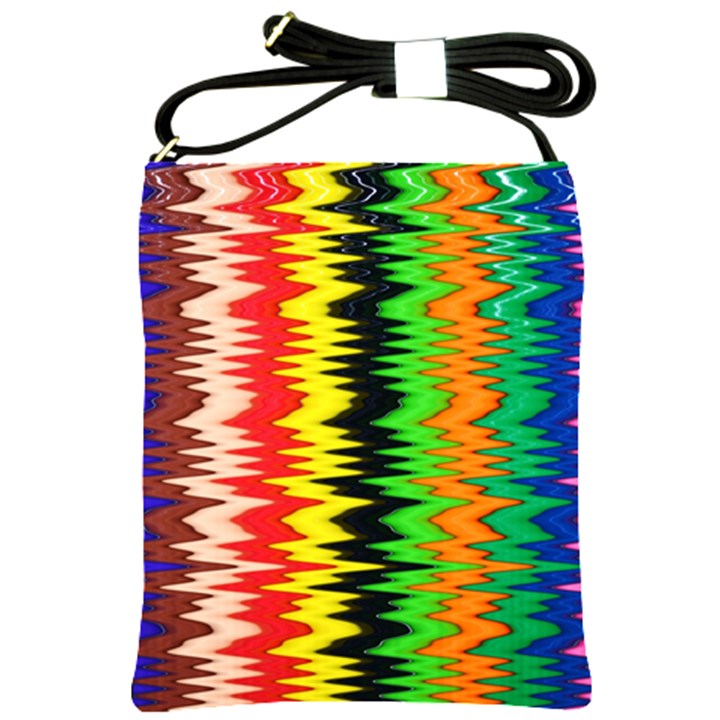 Colorful Liquid Zigzag Stripes Background Wallpaper Shoulder Sling Bags