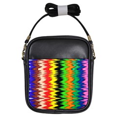 Colorful Liquid Zigzag Stripes Background Wallpaper Girls Sling Bags by Simbadda