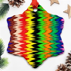 Colorful Liquid Zigzag Stripes Background Wallpaper Ornament (snowflake) by Simbadda