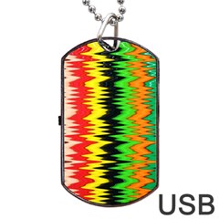 Colorful Liquid Zigzag Stripes Background Wallpaper Dog Tag Usb Flash (one Side) by Simbadda