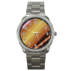 Diagonal Color Fractal Stripes In 3d Glass Frame Sport Metal Watch by Simbadda