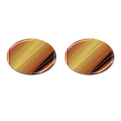 Diagonal Color Fractal Stripes In 3d Glass Frame Cufflinks (oval) by Simbadda