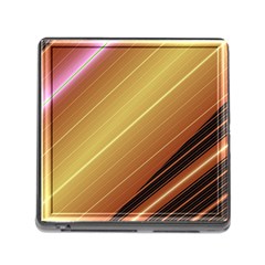 Diagonal Color Fractal Stripes In 3d Glass Frame Memory Card Reader (square) by Simbadda