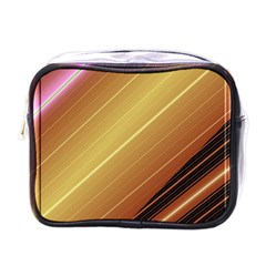 Diagonal Color Fractal Stripes In 3d Glass Frame Mini Toiletries Bags by Simbadda