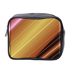 Diagonal Color Fractal Stripes In 3d Glass Frame Mini Toiletries Bag 2-side by Simbadda