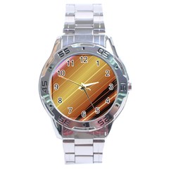 Diagonal Color Fractal Stripes In 3d Glass Frame Stainless Steel Analogue Watch by Simbadda