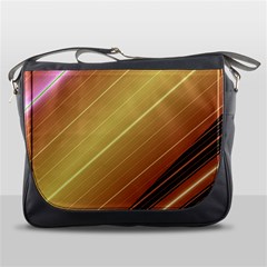 Diagonal Color Fractal Stripes In 3d Glass Frame Messenger Bags by Simbadda