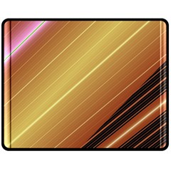 Diagonal Color Fractal Stripes In 3d Glass Frame Double Sided Fleece Blanket (medium)  by Simbadda