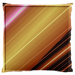 Diagonal Color Fractal Stripes In 3d Glass Frame Large Flano Cushion Case (one Side) by Simbadda