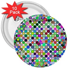 Colorful Dots Balls On White Background 3  Buttons (10 Pack)  by Simbadda