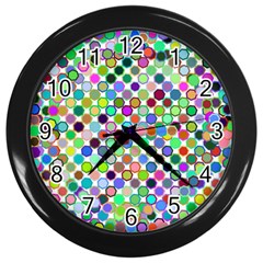 Colorful Dots Balls On White Background Wall Clocks (black) by Simbadda