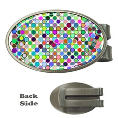 Colorful Dots Balls On White Background Money Clips (oval)  by Simbadda