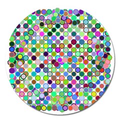 Colorful Dots Balls On White Background Magnet 5  (round) by Simbadda