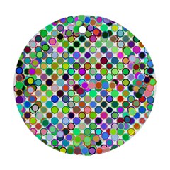 Colorful Dots Balls On White Background Round Ornament (two Sides) by Simbadda