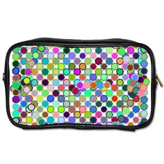 Colorful Dots Balls On White Background Toiletries Bags by Simbadda