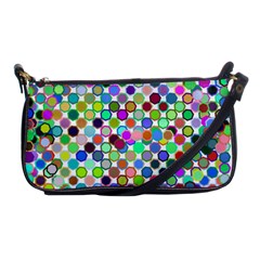 Colorful Dots Balls On White Background Shoulder Clutch Bags by Simbadda