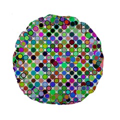 Colorful Dots Balls On White Background Standard 15  Premium Round Cushions by Simbadda