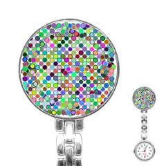 Colorful Dots Balls On White Background Stainless Steel Nurses Watch by Simbadda