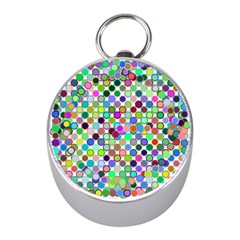 Colorful Dots Balls On White Background Mini Silver Compasses by Simbadda